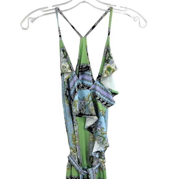 Julian Chang Multicolor Paisley Mixed Print Belted Sleeveless Maxi Dress XS - Picture 2 of 5